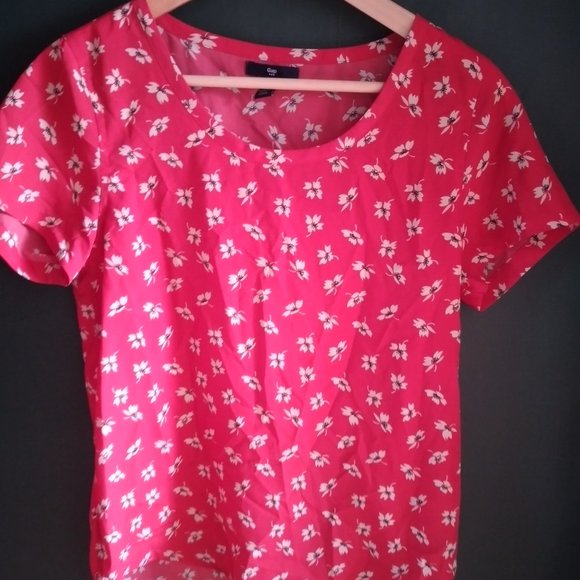 GAP Red Floral Top XS - Picture 1 of 2